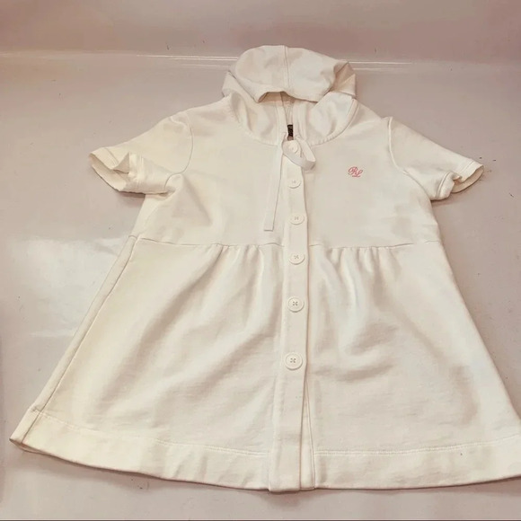 Polo Ralph Lauren Girls Swim Coverup Medium White‎ Hood 100% Cotton Logo - Picture 6 of 10